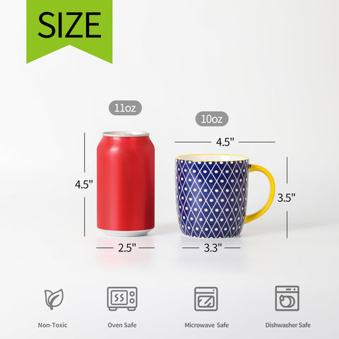 Selamica vintage blue glaze mugs on table, ideal for home cafe beverages.