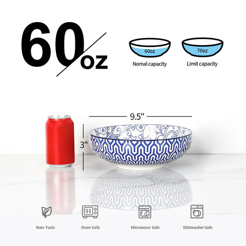 Selamica vintage blue pattern bowl adds color to table settings.