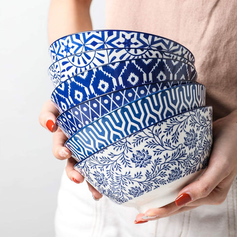 Selamica vintage pattern bowls, perfect for everyday meals and entertaining.