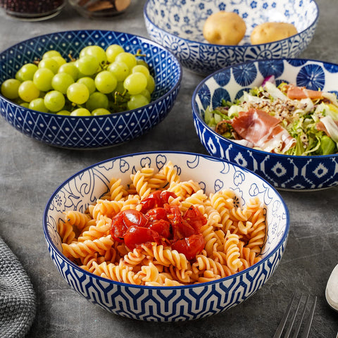 Selamica wide shallow design image, stackable bowls save cabinet space.