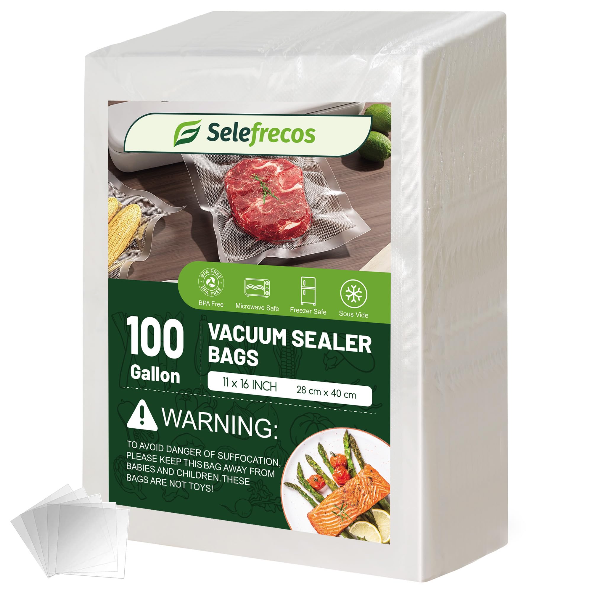 Selefrecos 100-gallon bags pack for versatile freezer storage