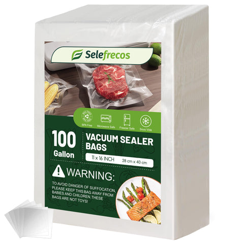 Selefrecos 100-gallon bags pack for versatile freezer storage