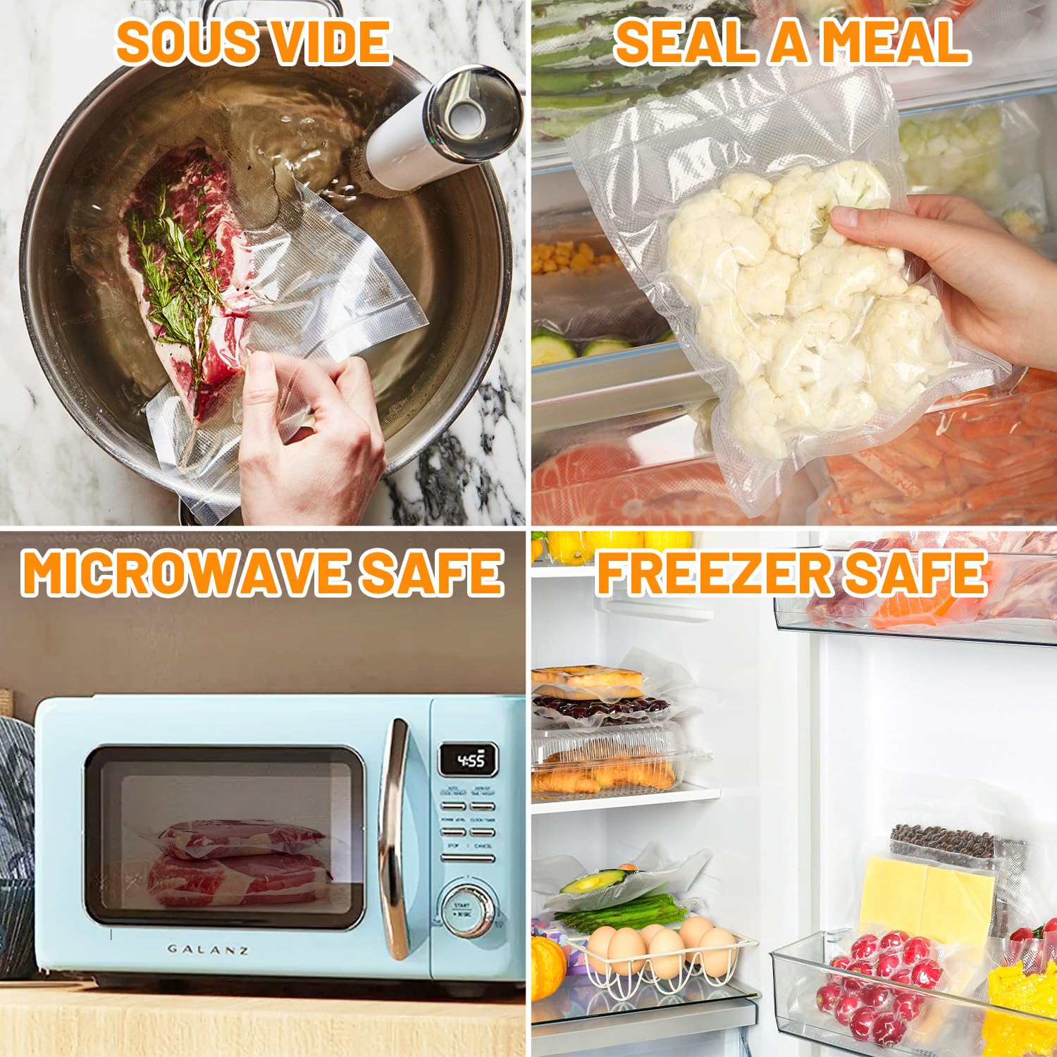 Selefrecos BPA-free sealing bags ideal for meal prep and sous vide prep