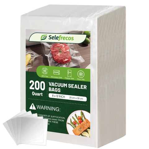 Selefrecos vacuum sealer bags 8x12 front view for efficient storage