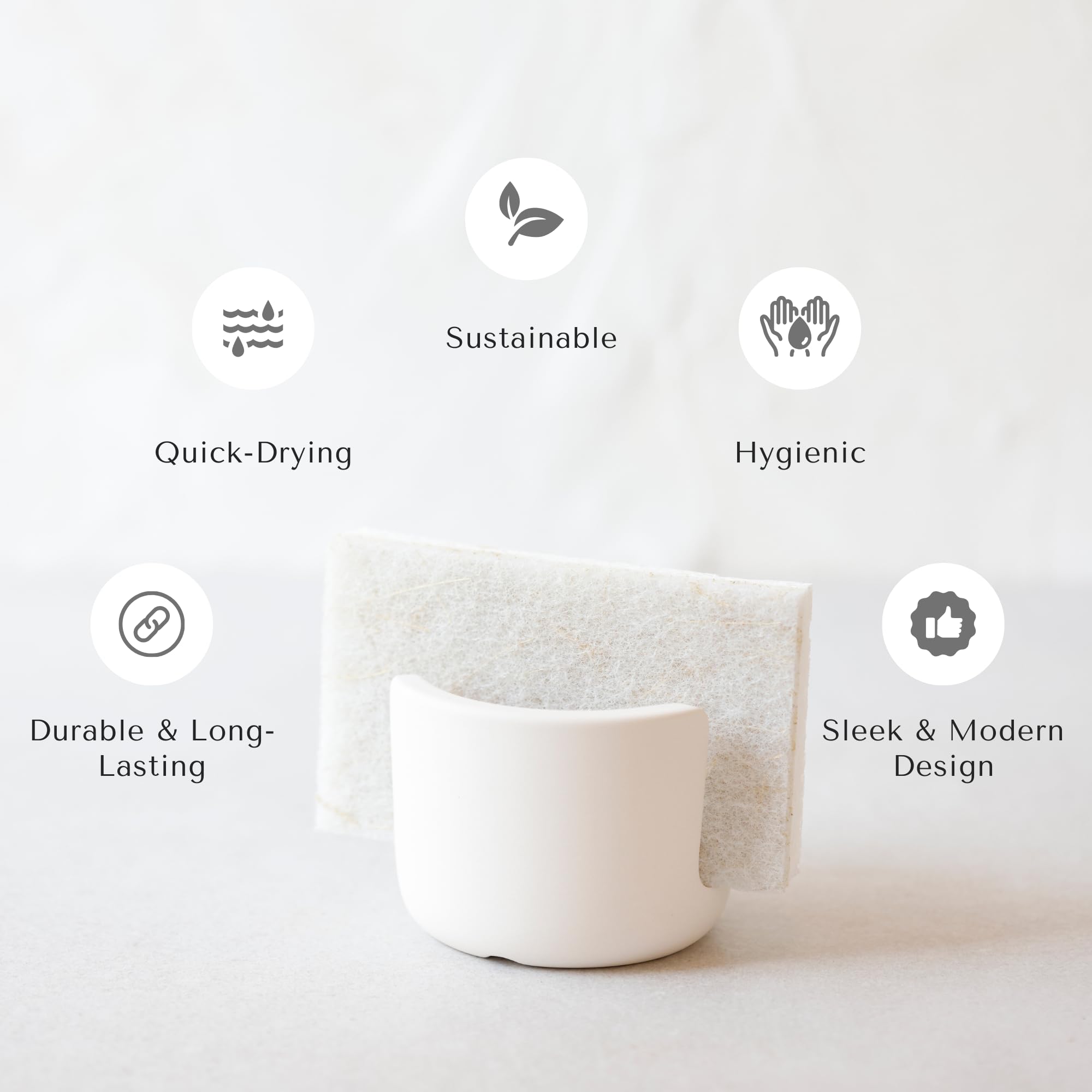 Selegna sponge holder in action demonstrating fast moisture absorption.