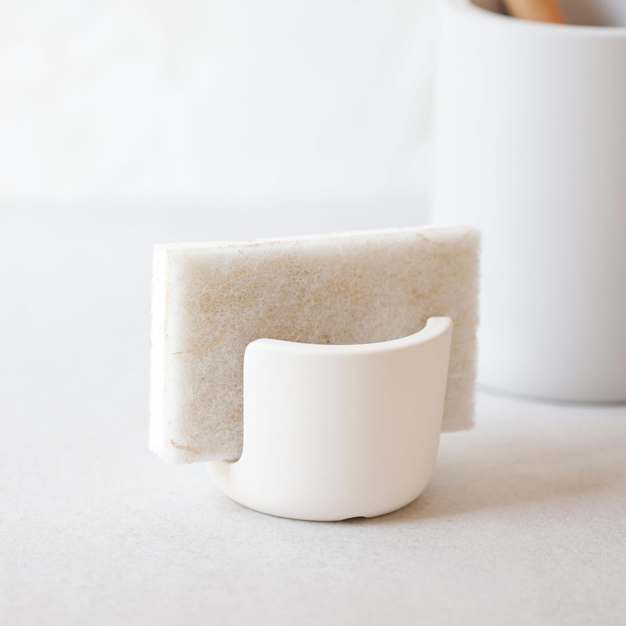 Selegna sponge holder beside the sink in a neat setup.