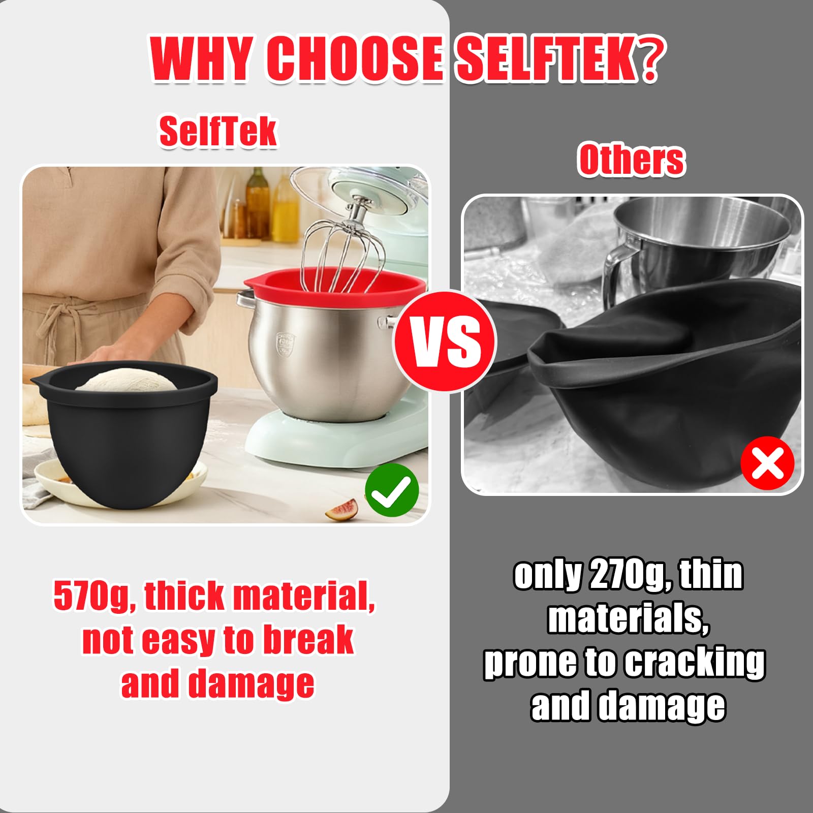 SelfTek silicone liner keeps ingredients intact while refrigerating leftovers.