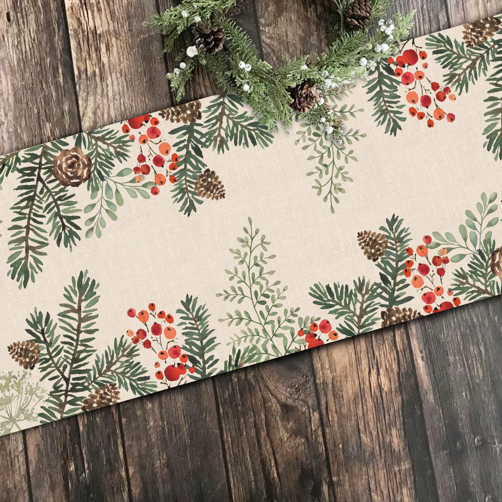 Seliem Winter watercolor botanical design adds soft color to tables
