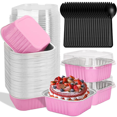 Selizo 60-pack 10oz mini cake pans with lids for easy transport and portion control