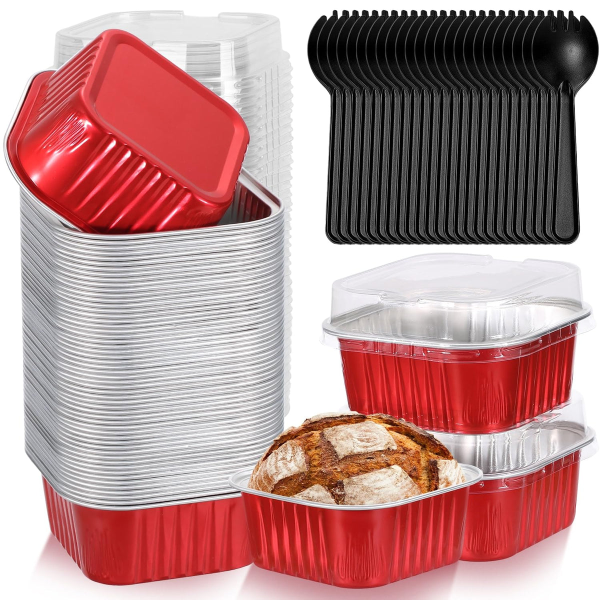 Selizo 60-pack mini cake pans with red lids for easy transport