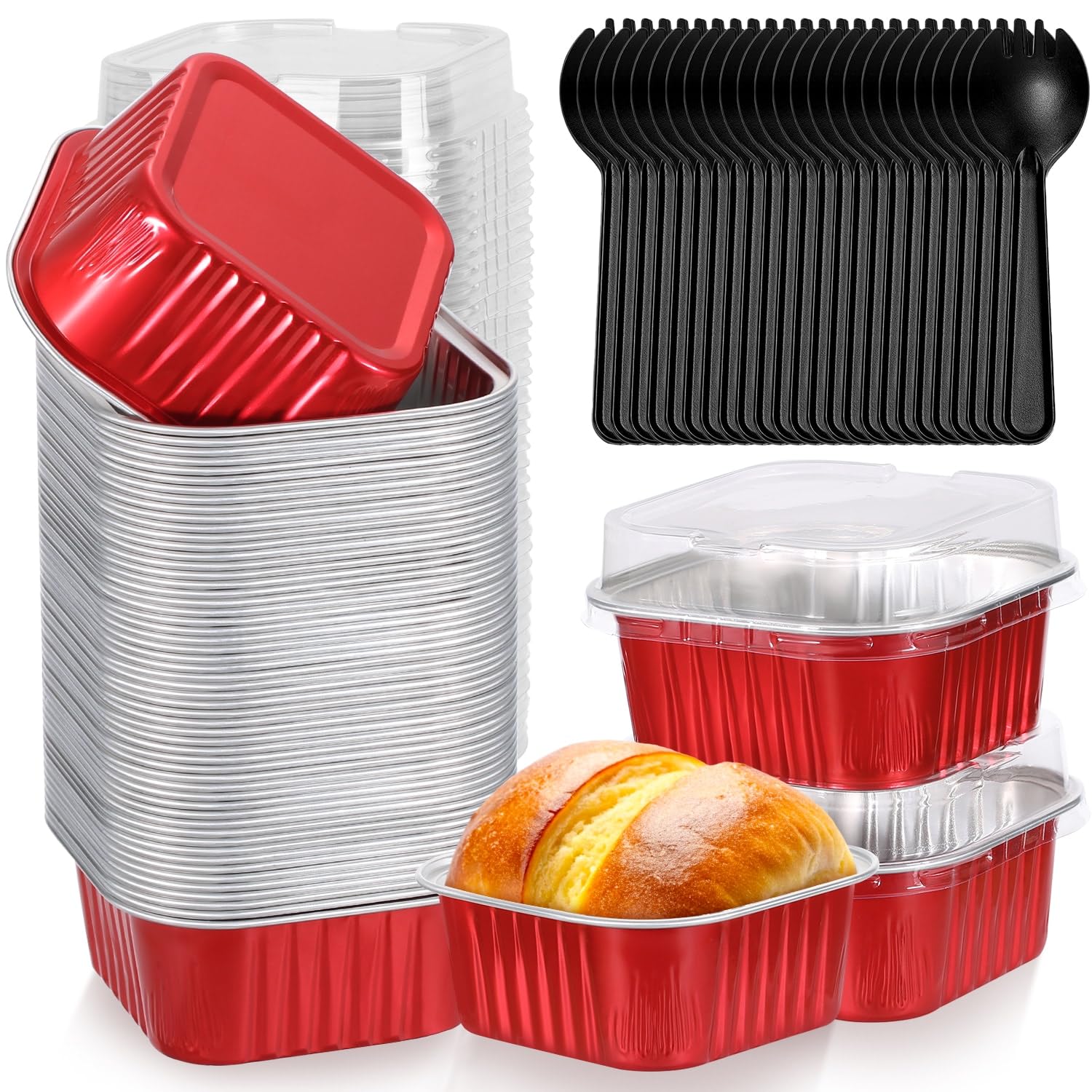 Selizo 60-pack mini cake pans with lids ready for transport and presentation.
