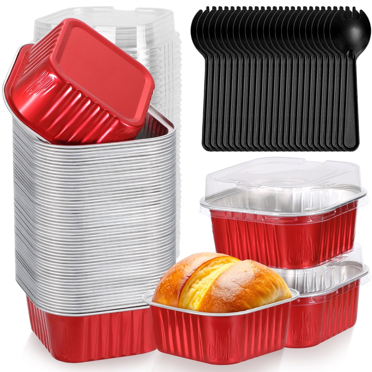 Selizo 60-pack mini cake pans with lids ready for transport and presentation.