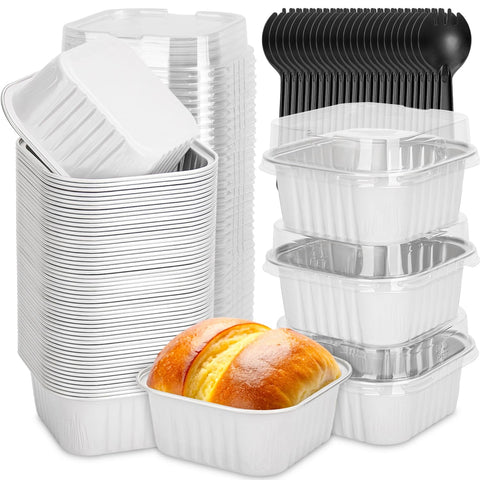 Selizo 60-pack mini square pans with lids for easy transport.