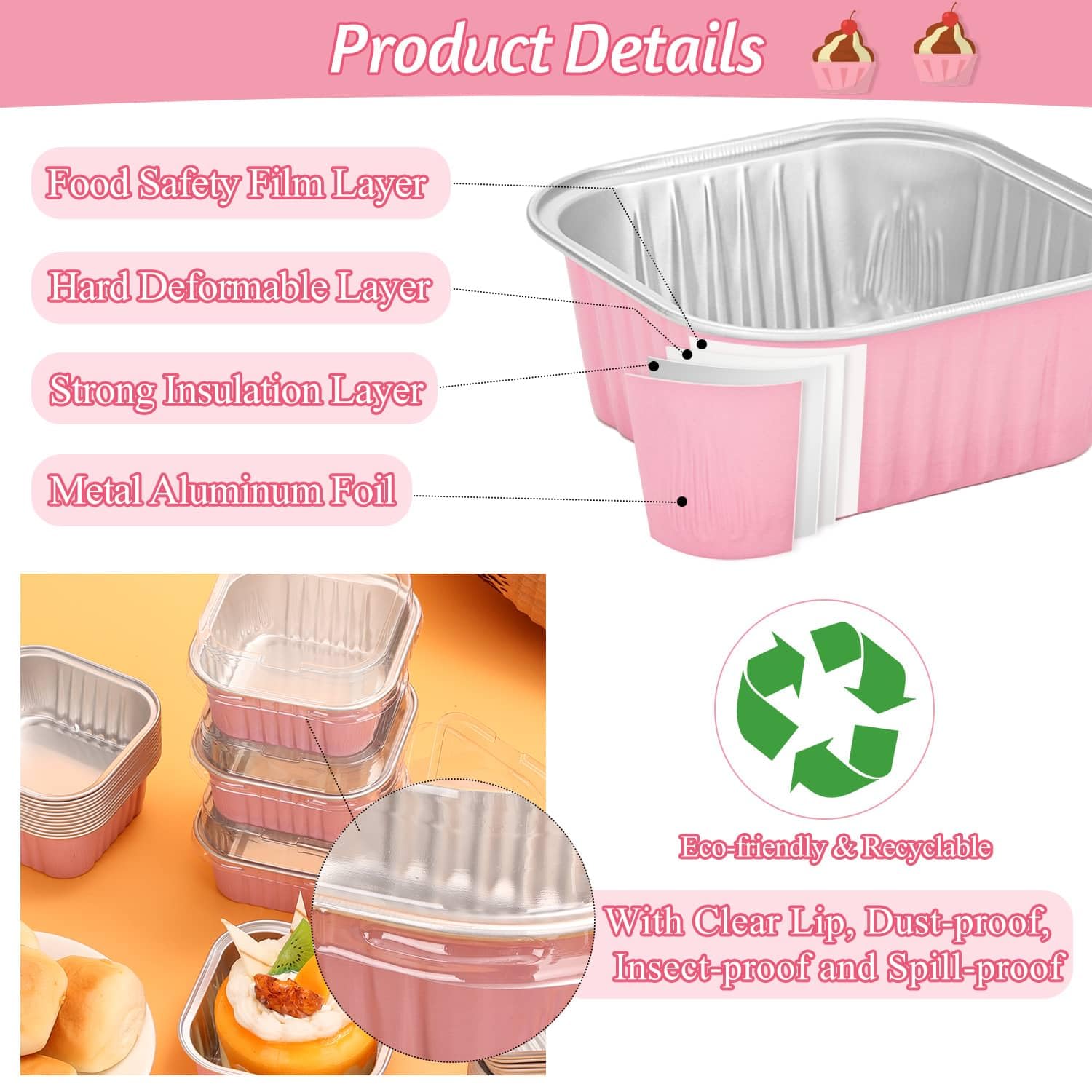 Selizo clear lids for mini cake pans keep treats fresh during transport