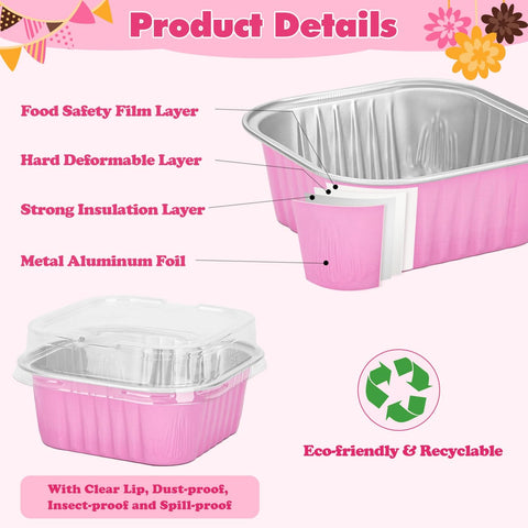 Selizo food-grade aluminum foil square pans provide sturdy baking and neat servings