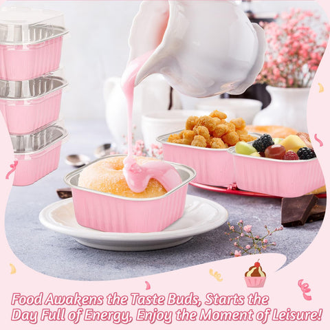 Selizo pink mini cake pans with lids ideal for festive desserts and gifts