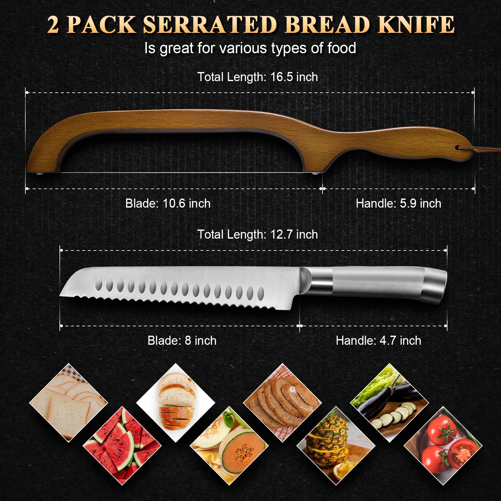 SeLucky sourdough bread knife dual-purpose cutting for crust and crumb, versatile kitchen ally.