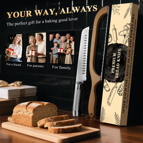 SeLucky ergo-safe guard with rounded tip protects fingers during bread prep.