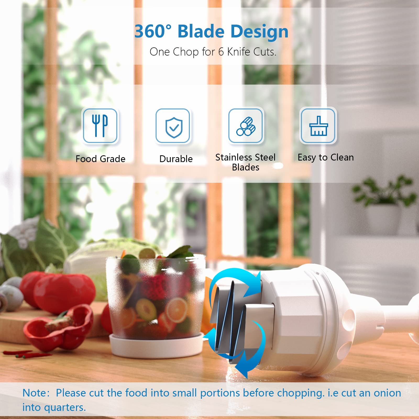 Semcide Food Chopper soft-touch plunger in use for effortless squeezing