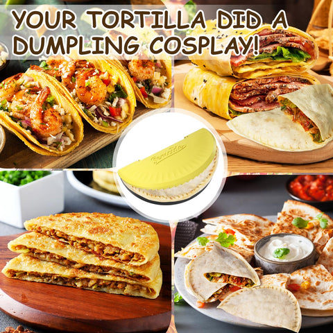 Semcide tortilla press seals fillings neatly for tacos and quesadillas.