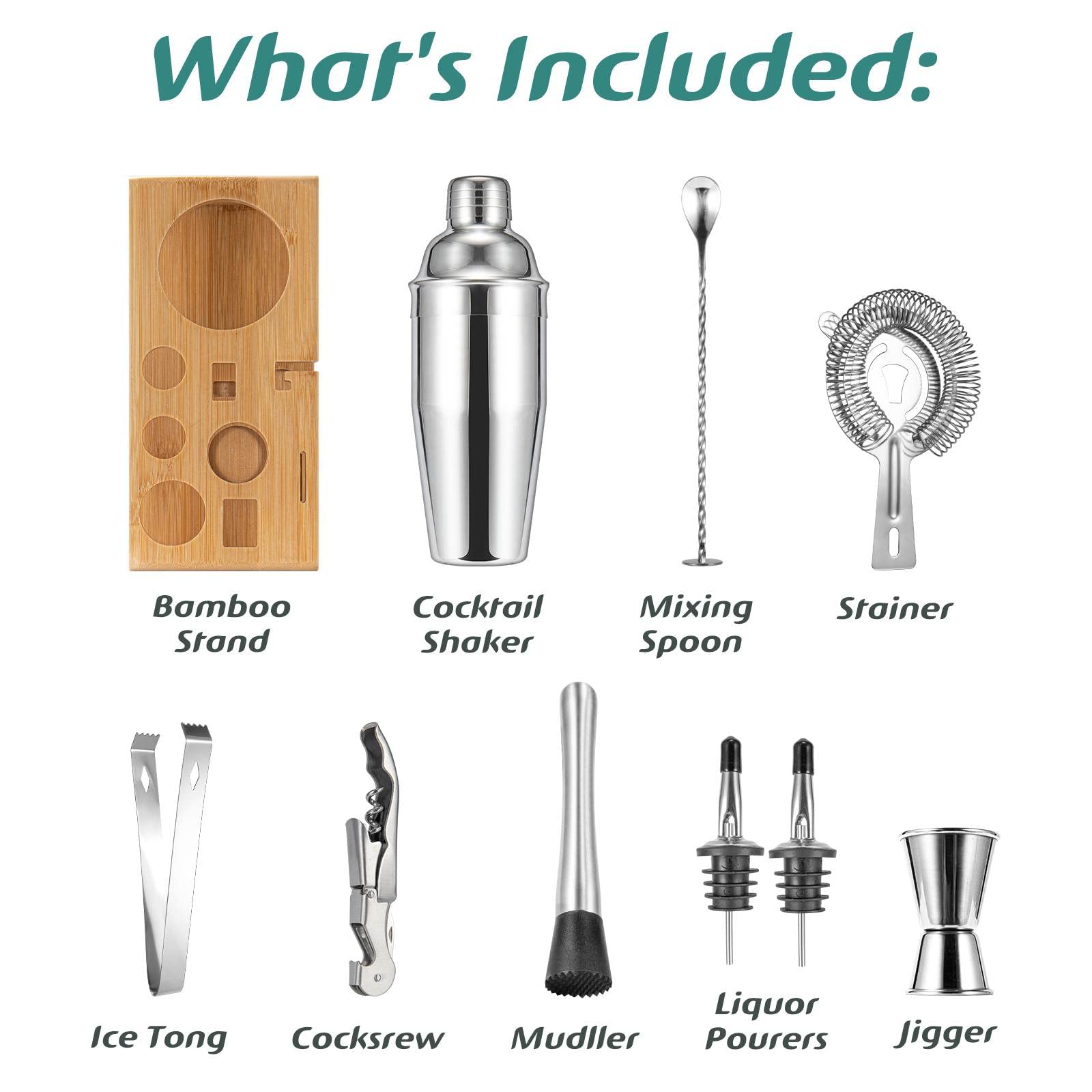 Semderm bartender kit shaker with filter enables smooth, debris-free pours