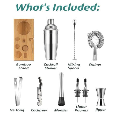 Semderm bartender kit shaker with filter enables smooth, debris-free pours