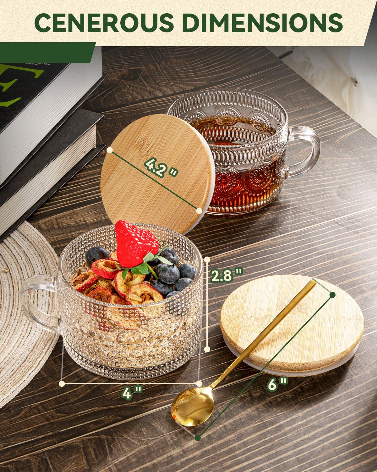Semderm heat- and condensation-resistant glass for hot or cold drinks.