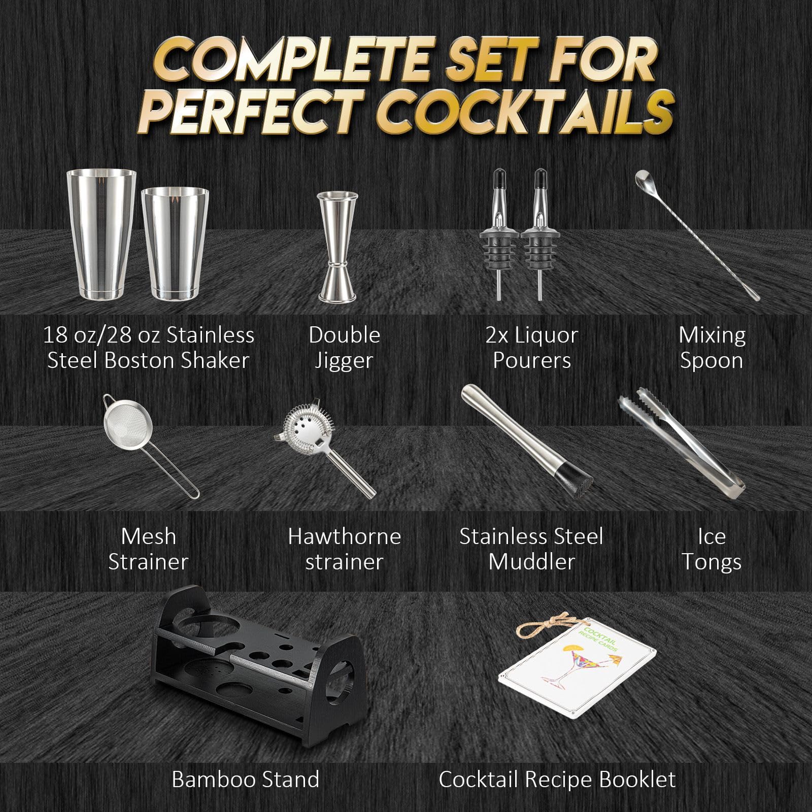 Semderm Pro black bamboo stand keeps the bar kit organized and stylish.