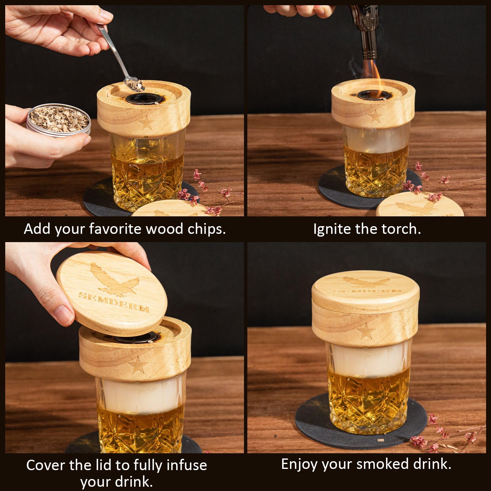 Semderm six-flavor wood chips variety supports diverse flavor profiles.