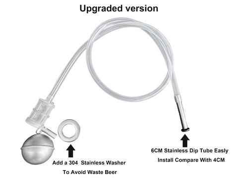 Semfeil Brew 304SS floating ball dip tube ensures clear beer draw.