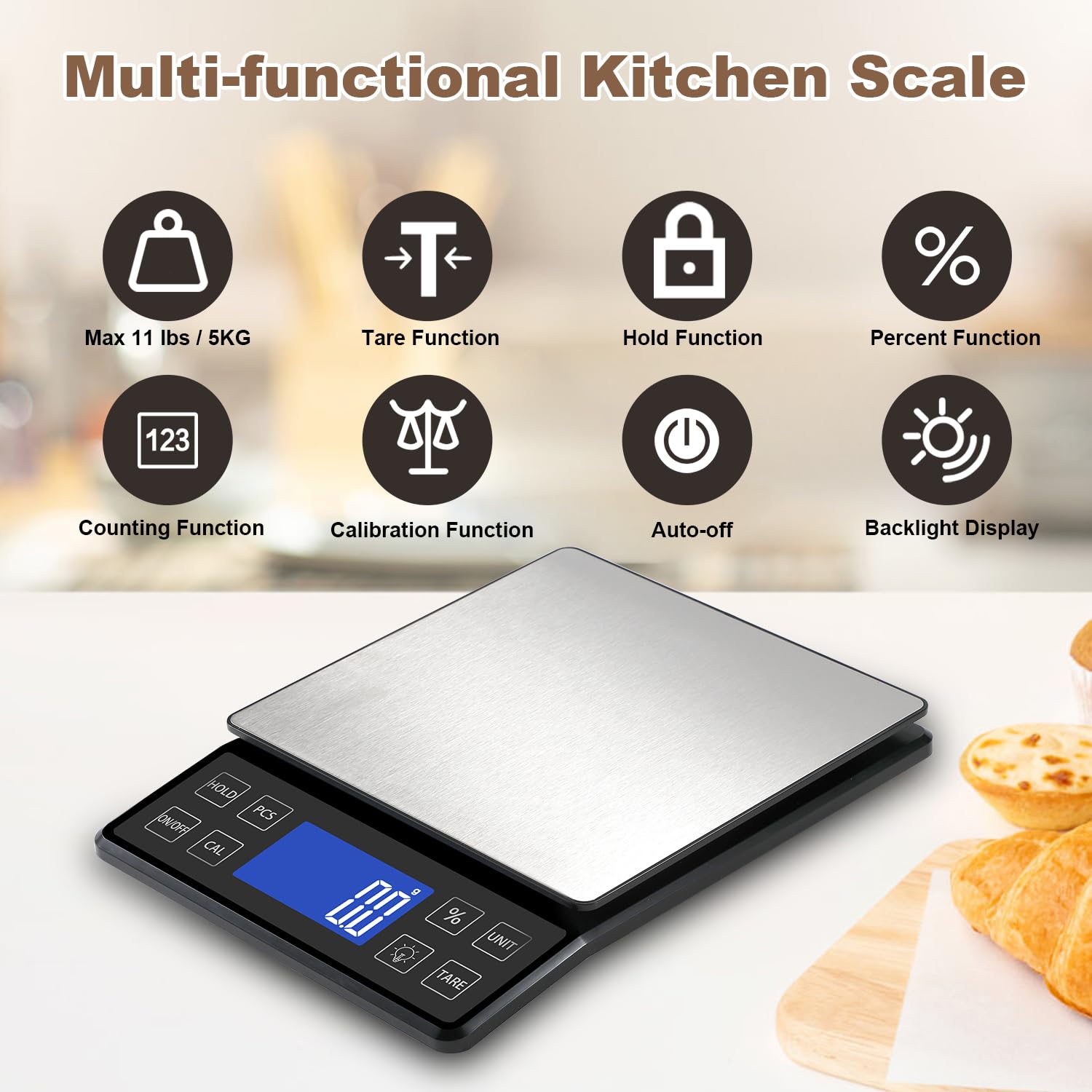 SEMIER scale demonstrating tare function for quick resets between ingredients