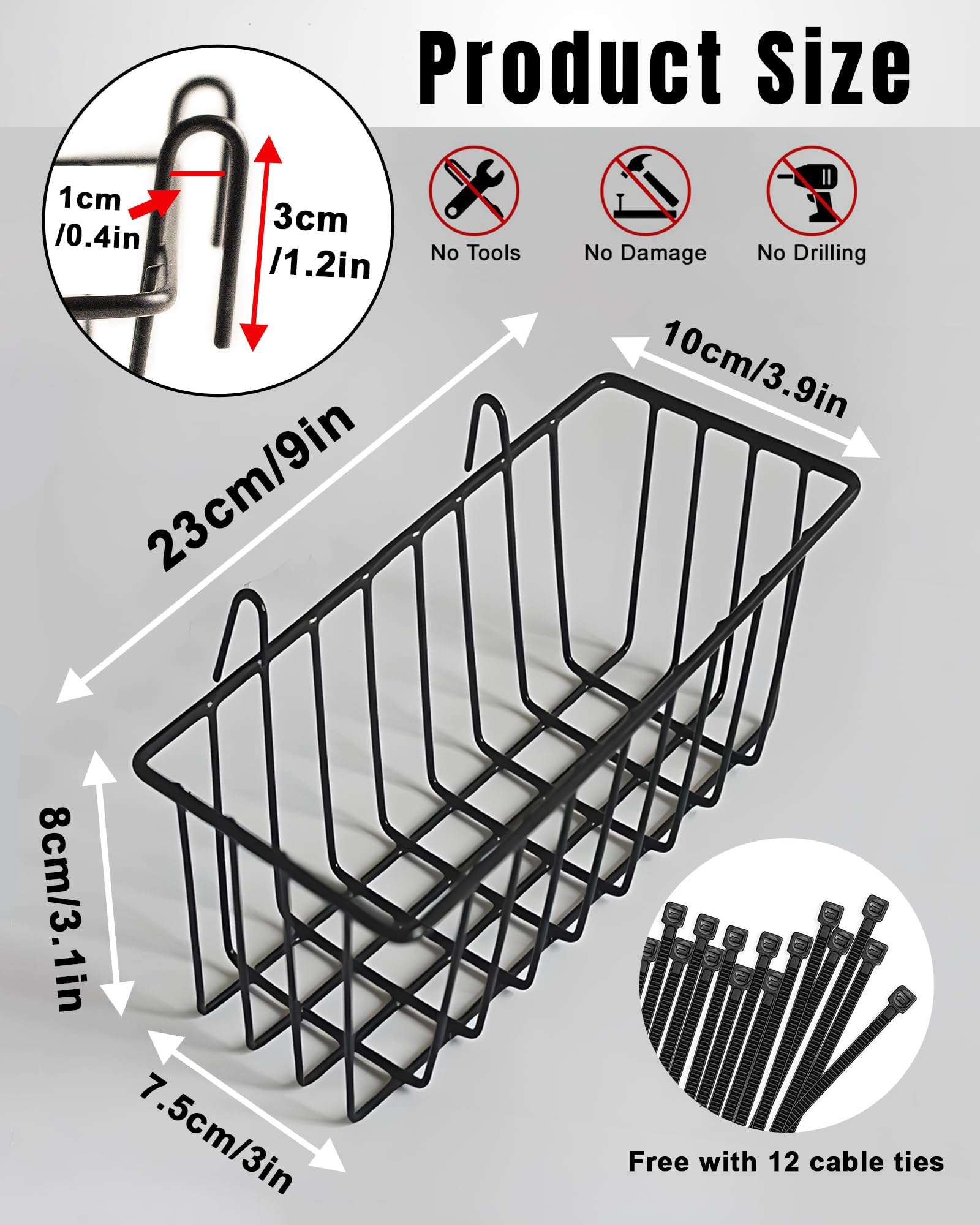 SEMPOMA wall grid basket hooks securing baskets easily.