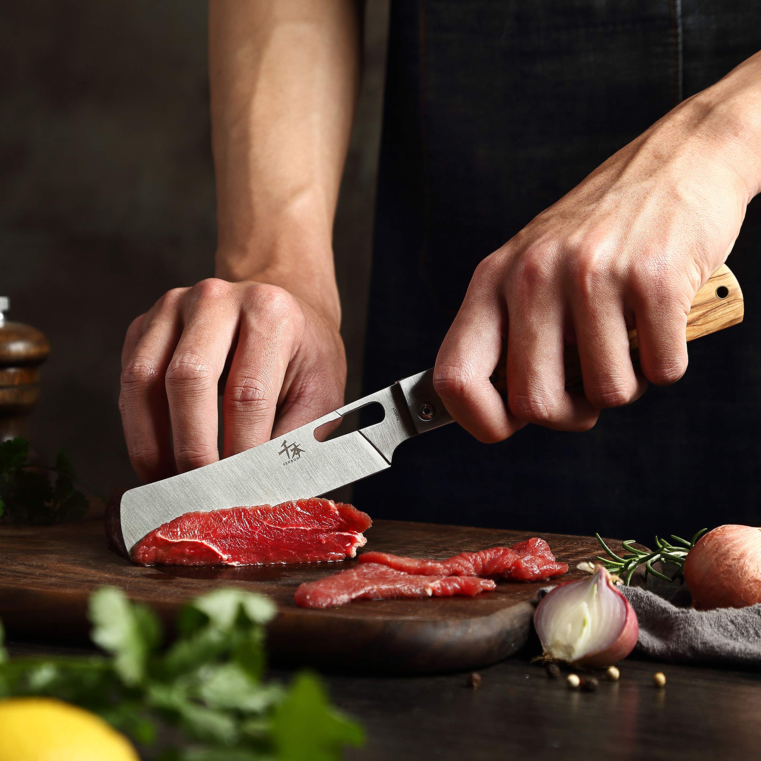 Senbon compact kitchen knife on a counter for daily tasks.