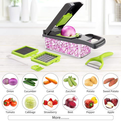 Senbowe dicer and slicer delivers even cuts for salads.