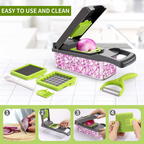 Senbowe onion chopper reduces prep effort for onions.