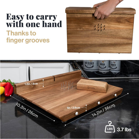 SENDAR board beveled edges for clean one-handed transfer