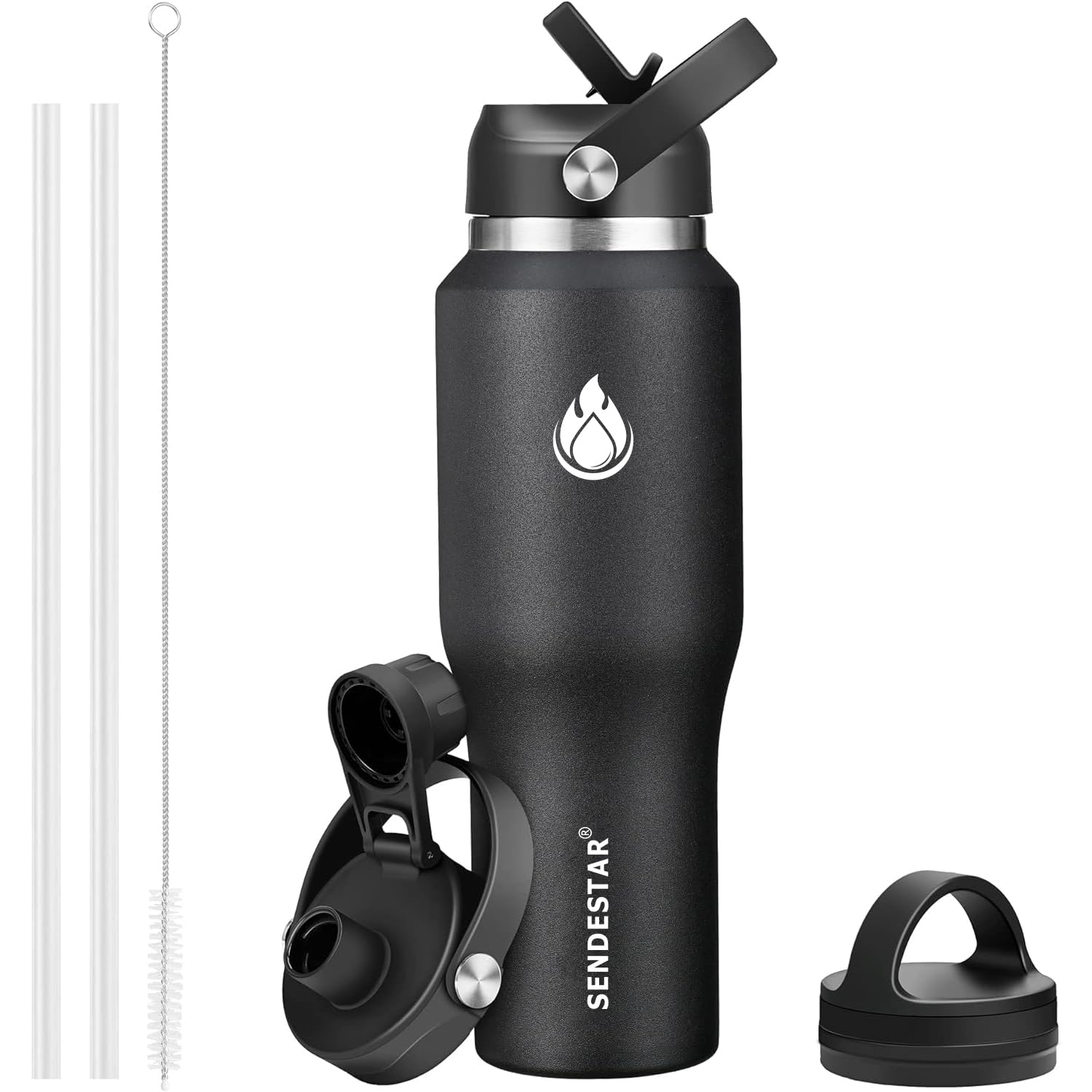 SENDESTAR 40oz bottle fits snugly in a cup holder for on-the-go hydration
