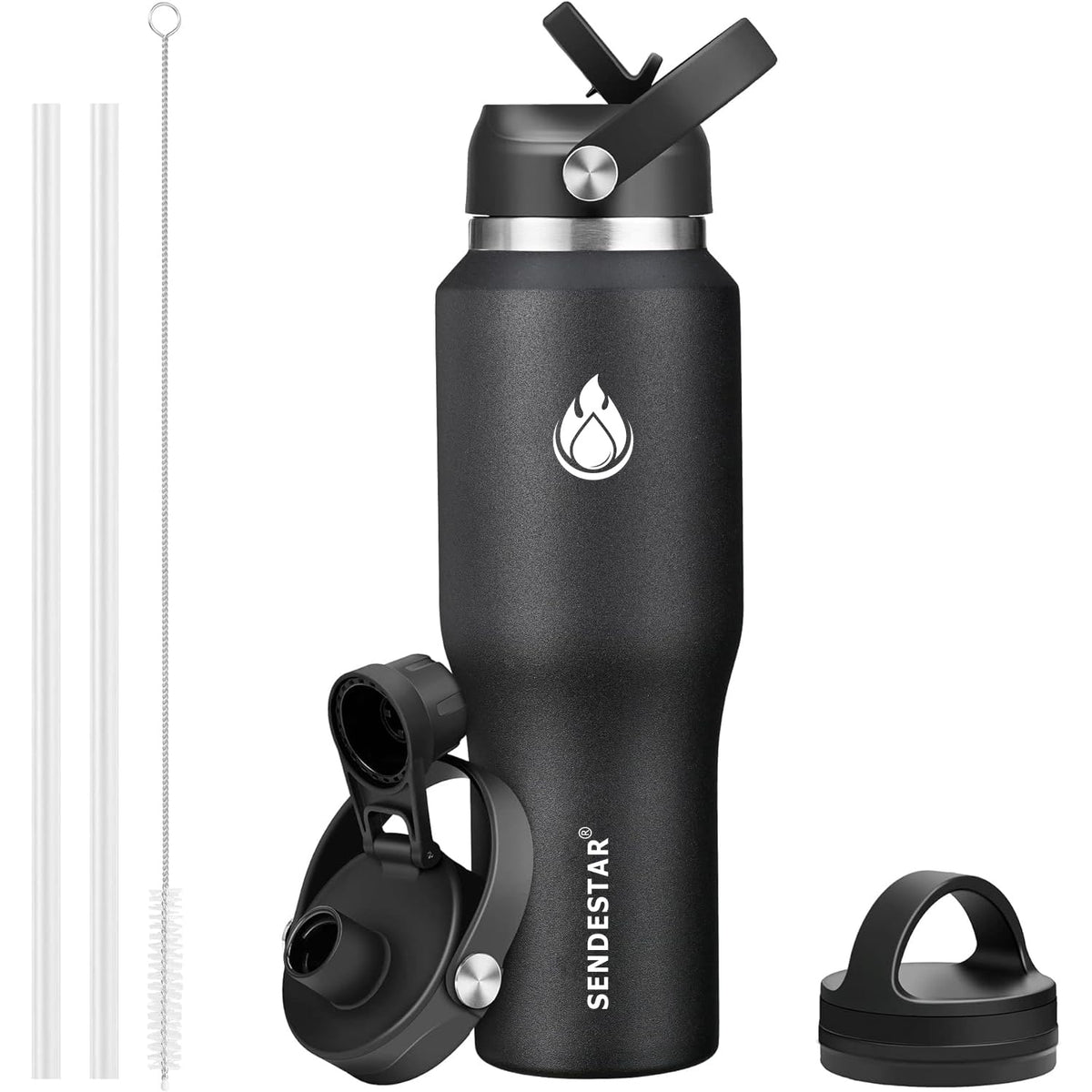 SENDESTAR 40oz bottle fits snugly in a cup holder for on-the-go hydration