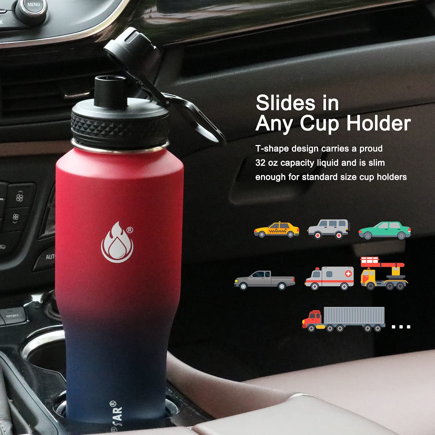 SENDESTAR vacuum insulated bottle with dual lids for versatile hydration.