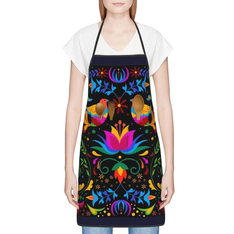 Senheol Day of the Dead apron with adjustable ties for a comfortable fit.