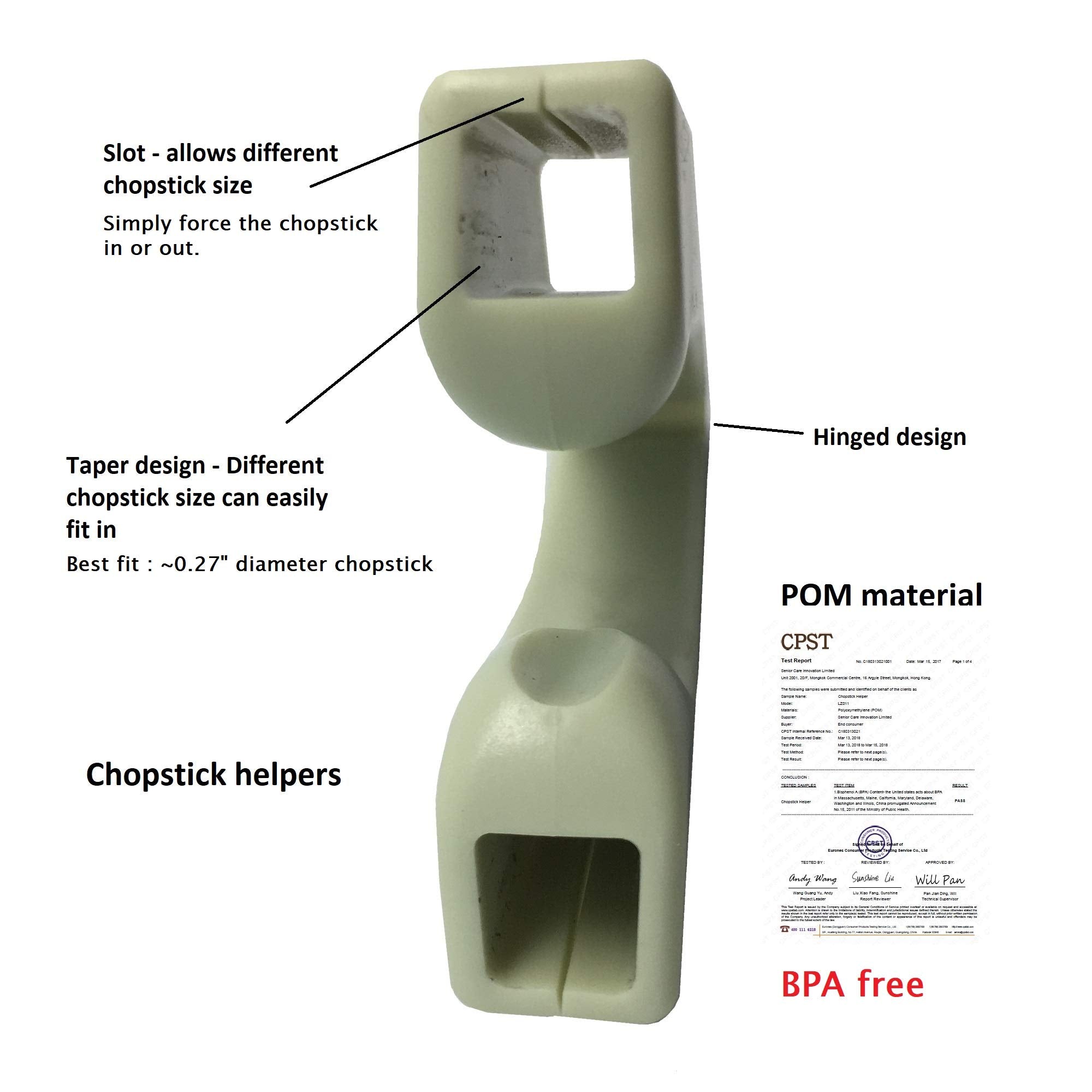 Senior ICare Chopstick Helper POM-material offers durable rigid plastic