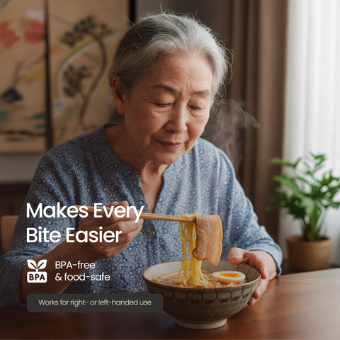 Senior ICare Chopstick Helper reusable-wood design provides a sustainable grip
