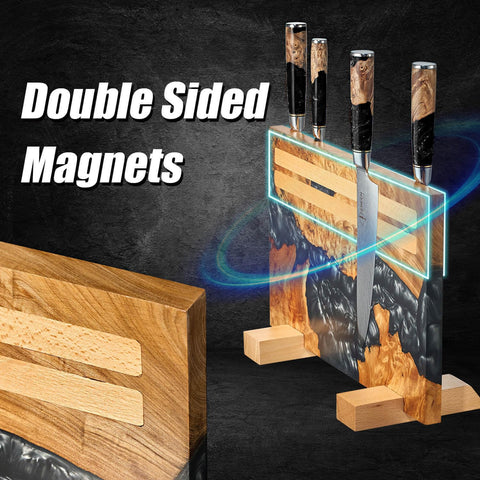 Senken Knives Black Tsunami block dual-sided design maximizes display and storage.