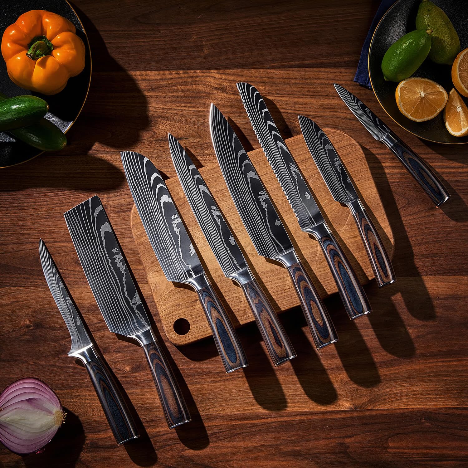 Senken Knives Imperial Collection wooden handle closeup shows comfortable, secure grip