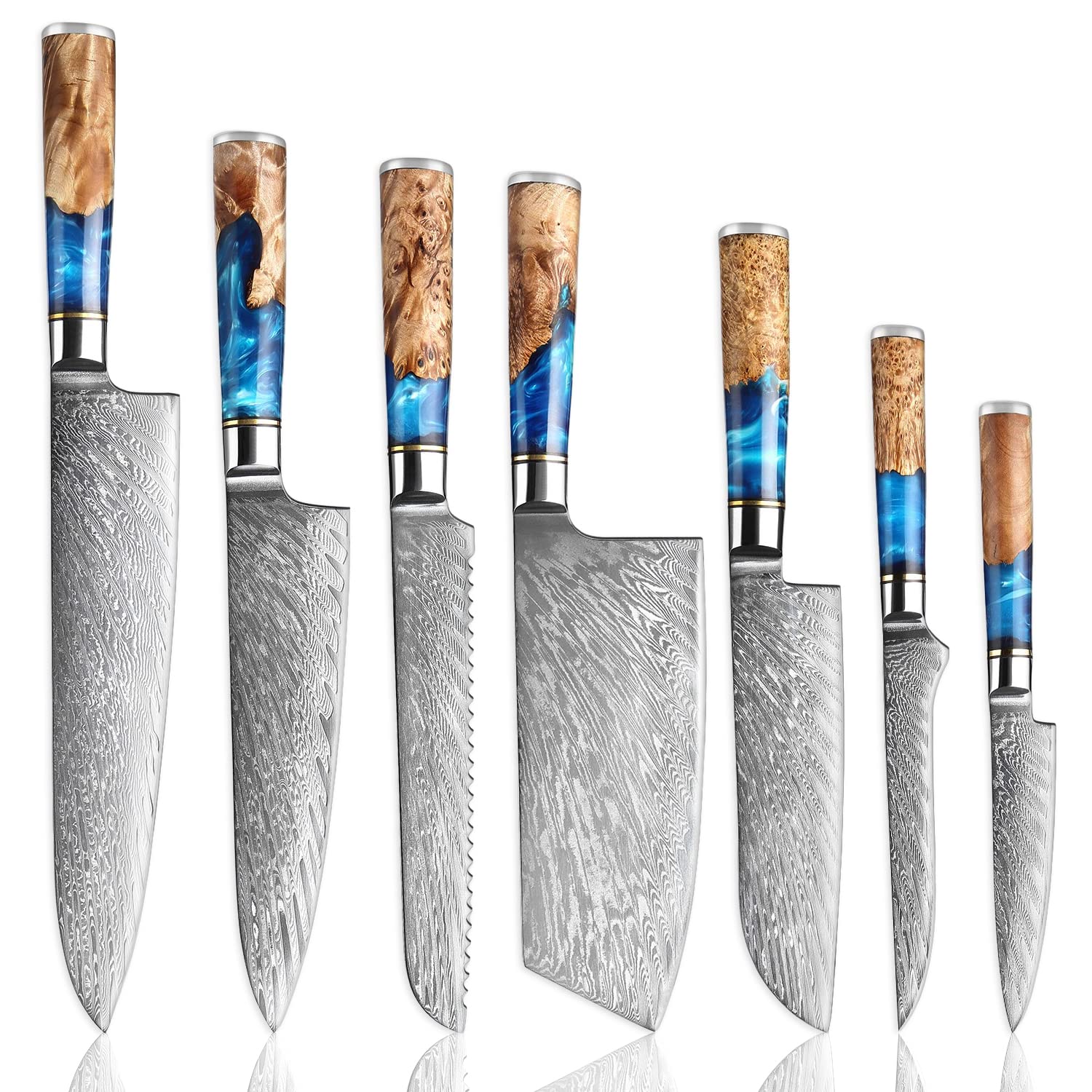 Senken Knives Tsunami collection image showing the complete knife set for daily slicing tasks.