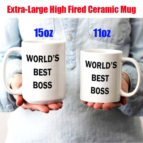 senooe Dunder Mifflin World's Best Boss mug angled shot with vibrant print