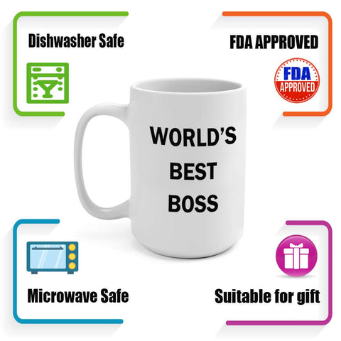 senooe Dunder Mifflin World's Best Boss mug on office desk during morning routine