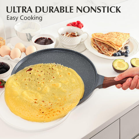 SENSARTE crepe pan edge and rim design prevents spills during flipping