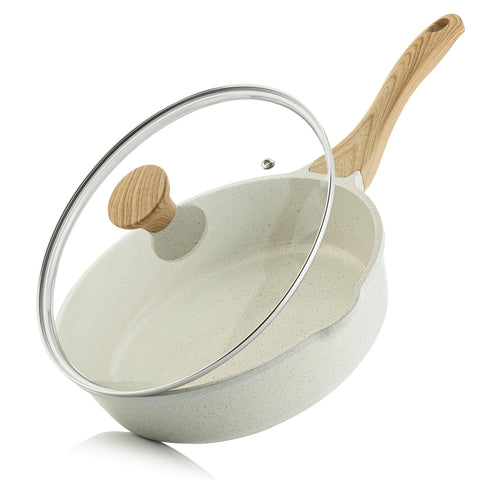 SENSARTE 10-inch nonstick ceramic saute pan with smooth surface for effortless eggs.