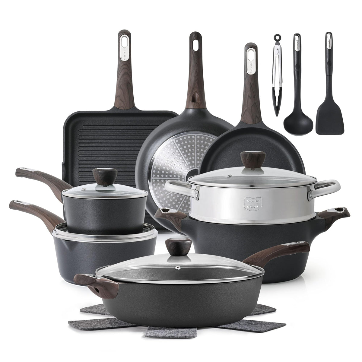 Sensarte 20pc nonstick frying pans deliver even heat and easy cleanup.